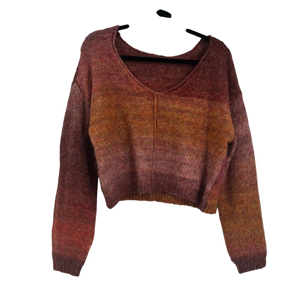 GB Gradient Rust Wool Blend Soft Slub Boxy Sweater Women’s Large